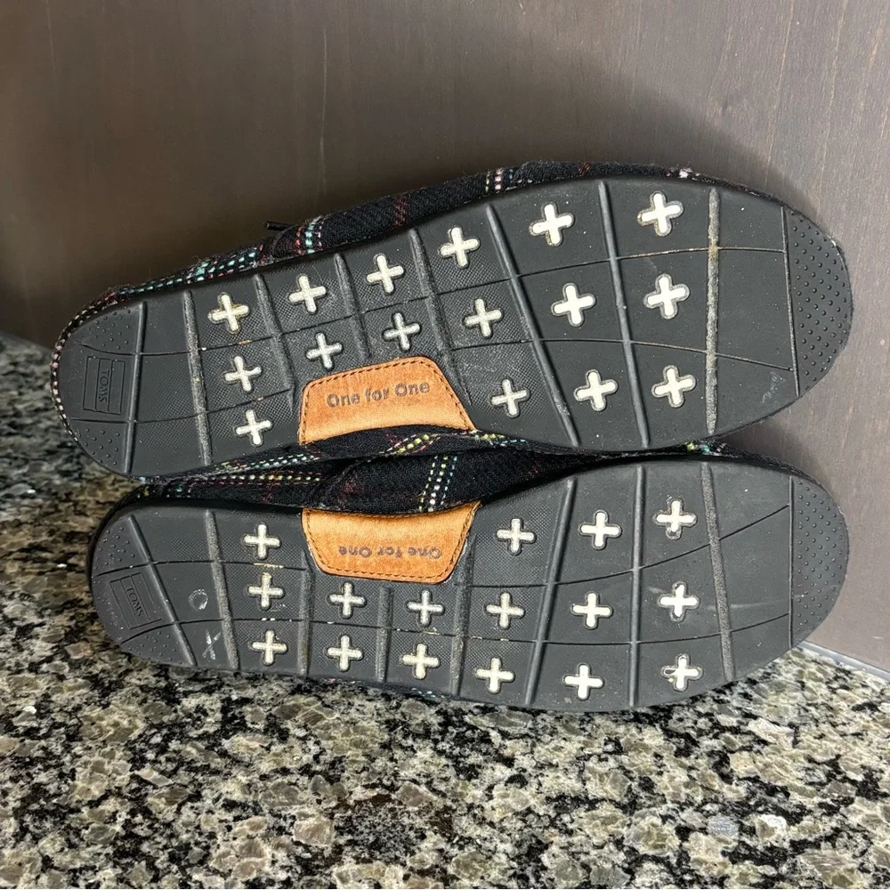 TOMS Cordones Black Plaid Textile Lace Up Shoes Size 8